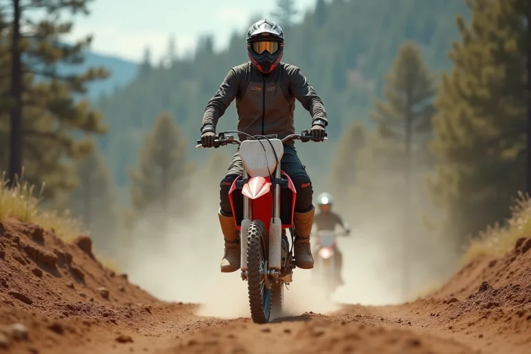 Homme en moto tout-terrain sur une Honda 600 XR en pleine nature