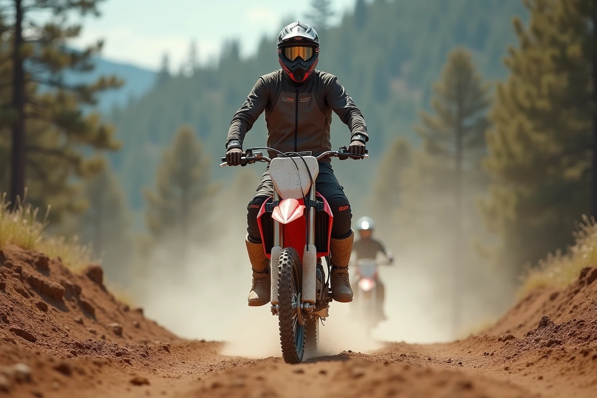 Homme en moto tout-terrain sur une Honda 600 XR en pleine nature